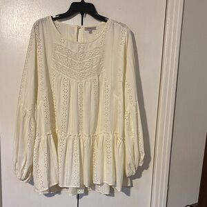 Wonderly Cream Eyelet Blouse
